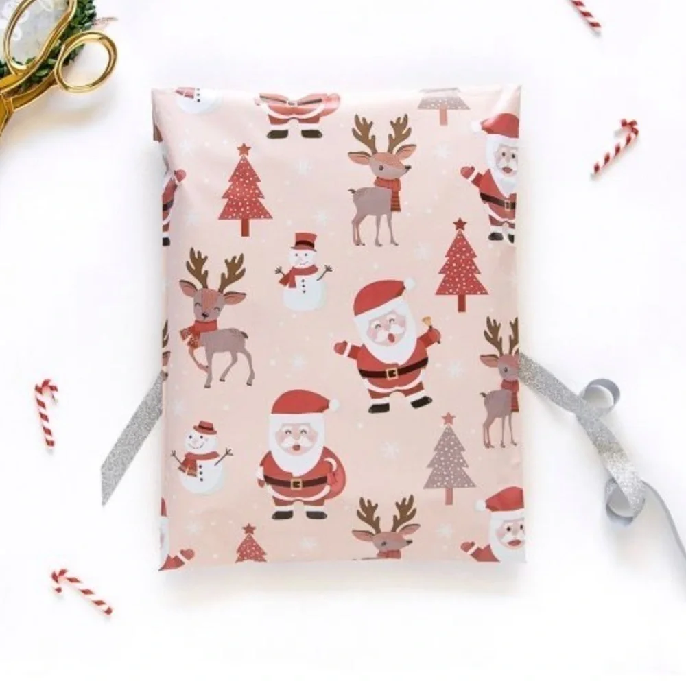 Poly Mailers‎ 10x13” Christmas Santa reindeer snowman holiday 25 count